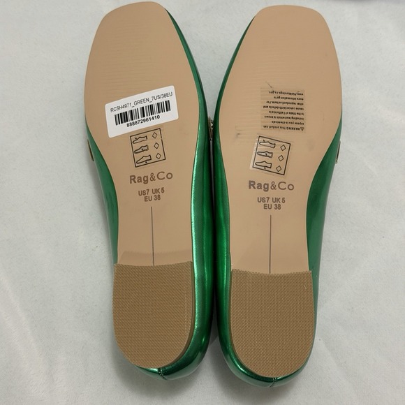 Metallic Emerald Rhinestone Loafers Sz 7 Statement Glam Rag & Co Celosia Maximal - Picture 8 of 9